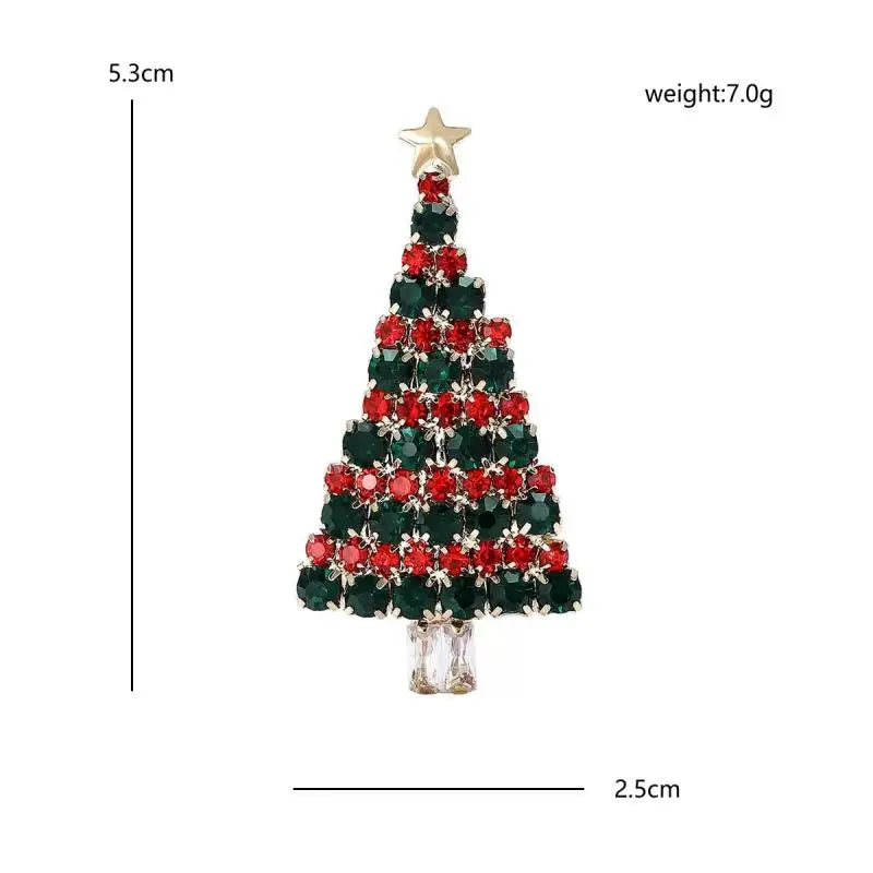 Rhinestone Christmas Tree with Star Brooch — dimensions