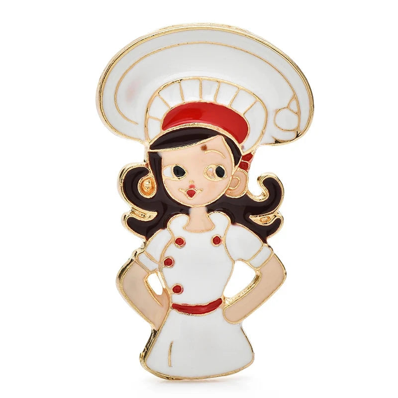 Smiling Enamel Chef Brooch — Chef