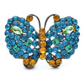 Sparkling Rhinestone Butterfly with Golden Body Brooch — Blue