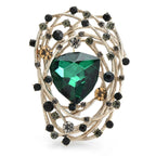 Jeweled Spiral Oval Brooch