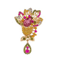 Pink Rhinestone Flower with Teardrop Pendant Brooch — Pink Flower Pendant