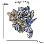 Tiger with Butterflies and Flowers Brooch