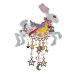 Fantasy White Rabbit with Star and Moon Charms Brooch — White Rabbit