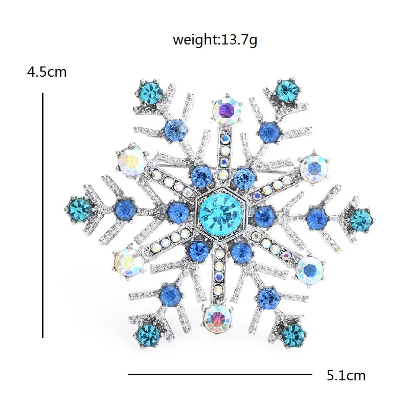 Jeweled Six-Point Snowflake Brooch