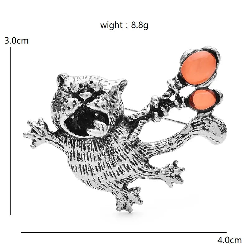 Vintage-Style Flying Cat with Balloons Brooch — dimensions