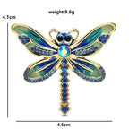 Colorful Enamel Dragonfly with Rhinestone Tail Brooch — dimensions