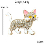 Walking Cat with Rhinestone Body Brooch