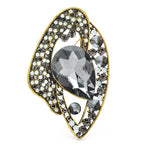 Geometric Teardrop with Faceted Center Brooch — Gray