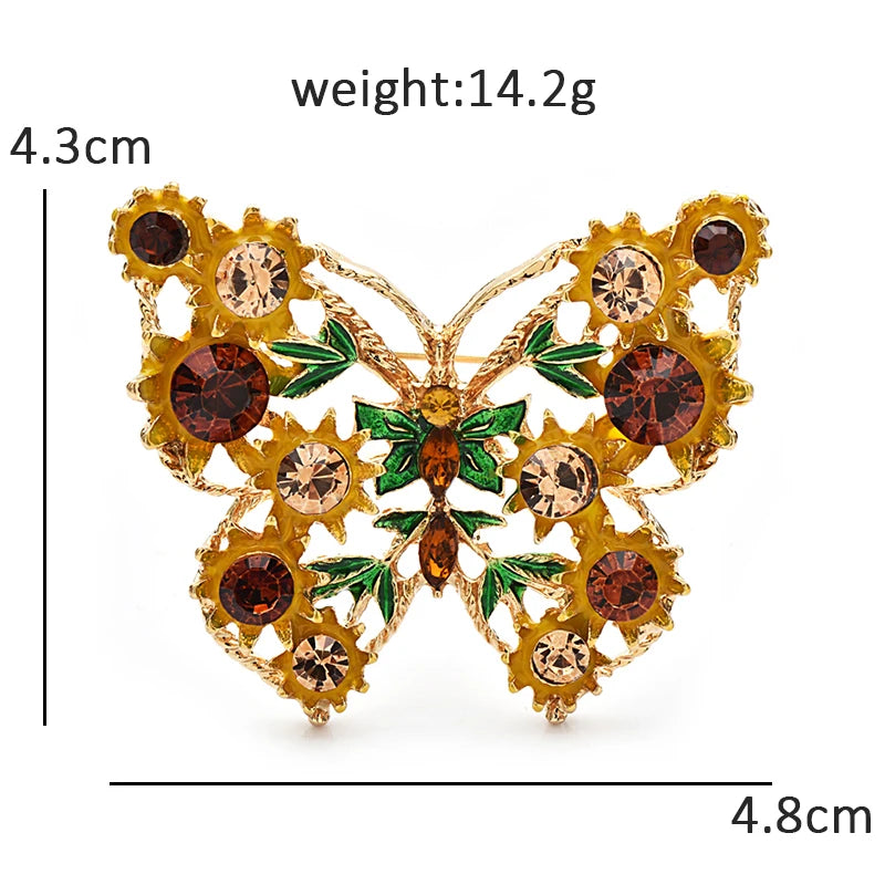 Openwork Butterfly with Sunflower Wings Brooch