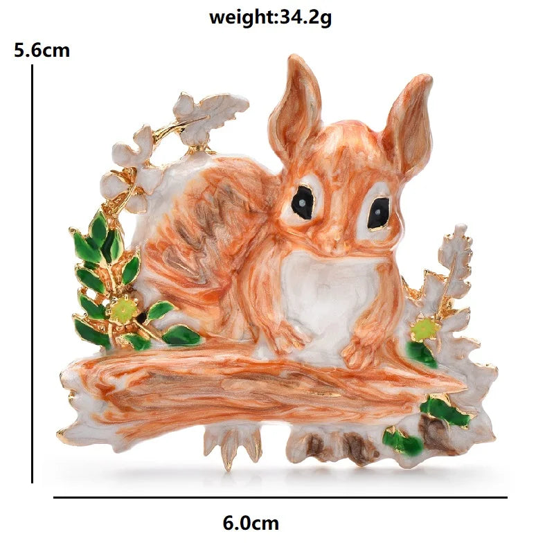 Enamel Squirrel on a Woodland Branch Brooch — dimensions