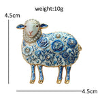 Rose-Patterned Standing Sheep Brooch