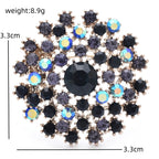 Rhinestone Dandelion Flower with Faceted Center Brooch — dimensions