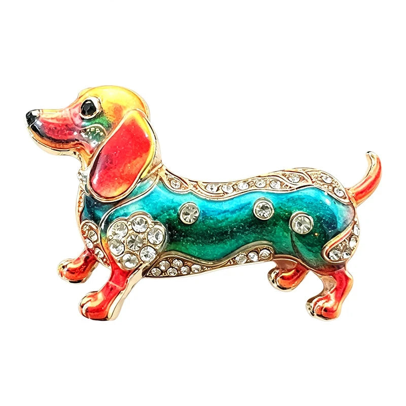 Floral Patterned Dachshund Brooch original white background product photo