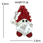 Faceted Hat Santa with Pearl-Look Accents Brooch
