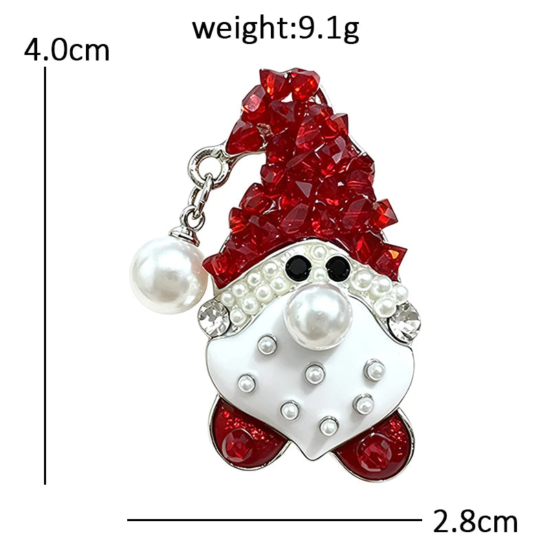 Faceted Hat Santa with Pearl-Look Accents Brooch