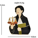 Enamel Lawyer with Balance Scales Brooch — dimensions