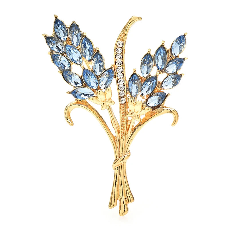 Faceted Wheat Sheaf Brooch — Blue