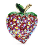 Iridescent Rhinestone Strawberry Brooch — Red Strawberry