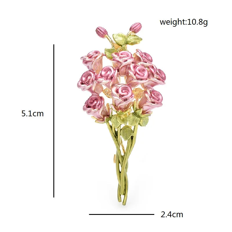 Pink Rose Bouquet Brooch