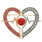 Heartbeat Heart with Red Faceted Stone Brooch — Heartbeat Heart
