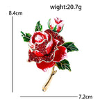 Red Enamel Rose Bouquet Brooch — dimensions
