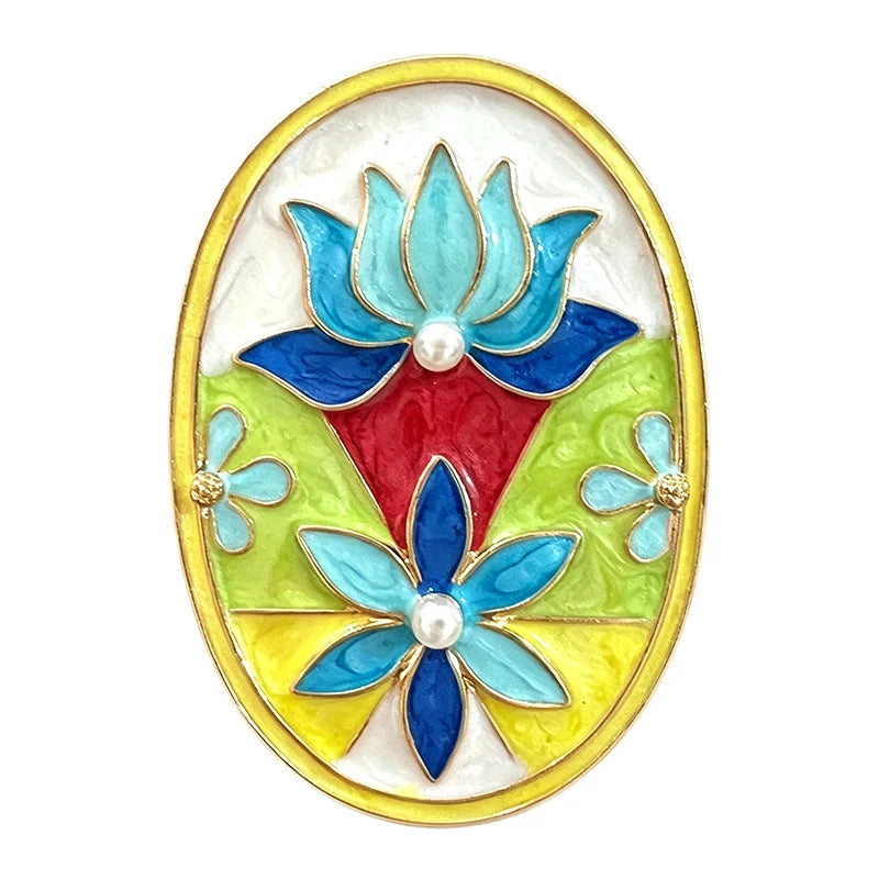 Stained Glass Style Floral Window Brooch original white background product photo