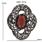 Vintage-Style Openwork Oval Flower Brooch — dimensions