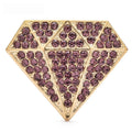 Rhinestone Diamond Silhouette Brooch — Gold & Purple