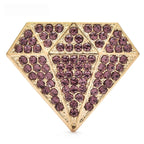 Rhinestone Diamond Silhouette Brooch — Gold & Purple