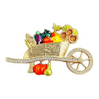 Harvest Wheelbarrow with Fruit and Flowers Brooch original white background product photo