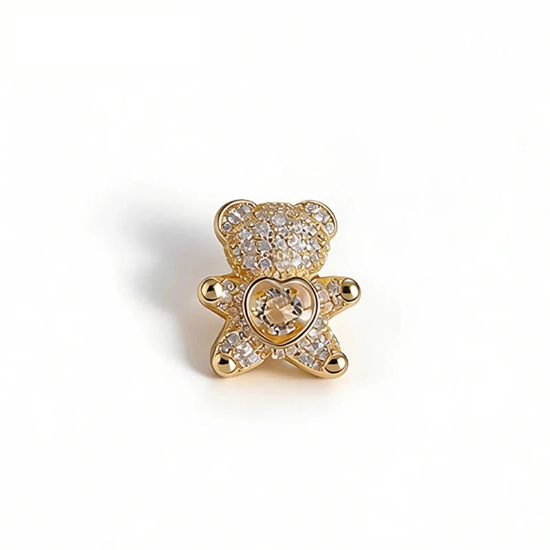 Petite Flower and Teddy Bear Collar Brooch original white background product photo