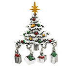 Jeweled Christmas Tree with Gift Charms Brooch