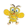 Smiling Enamel Bee with Rhinestones Brooch — Yellow
