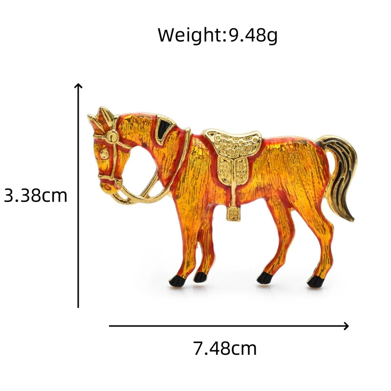 Brown Enamel Zodiac Horse Brooch — dimensions