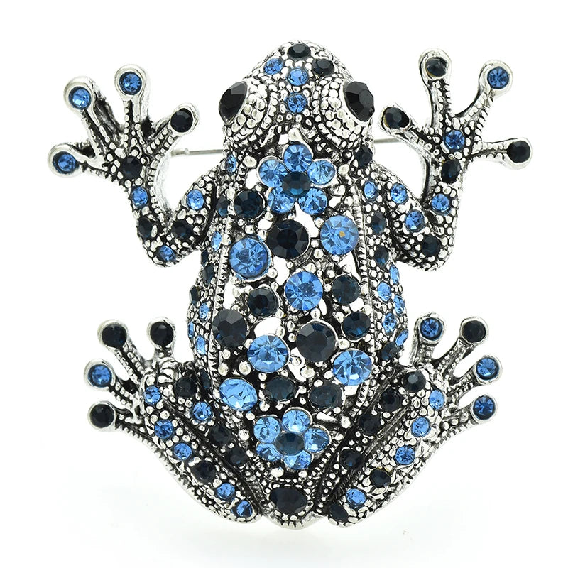 Vintage Jeweled Frog Brooch