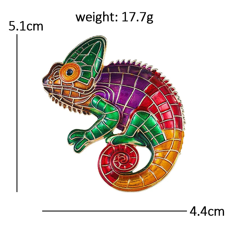 Rainbow Chameleon Design Brooch