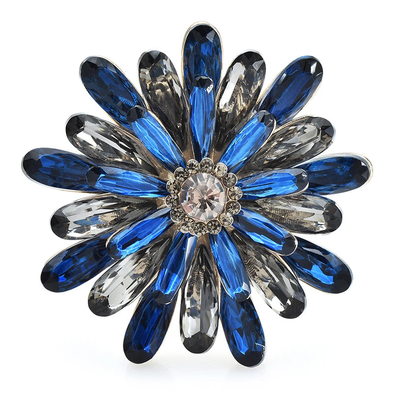 Layered Jeweled Daisy Brooch