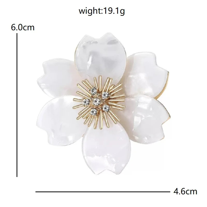 Jeweled Floral and Clover Motif Brooch