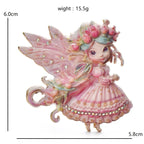 Butterfly Fairy with Floral Crown and Ruffled Dress Brooch dimensions and weight