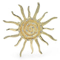 Spiral Sunburst with Rhinestone Accents Brooch — Gold