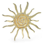 Spiral Sunburst with Rhinestone Accents Brooch — Gold