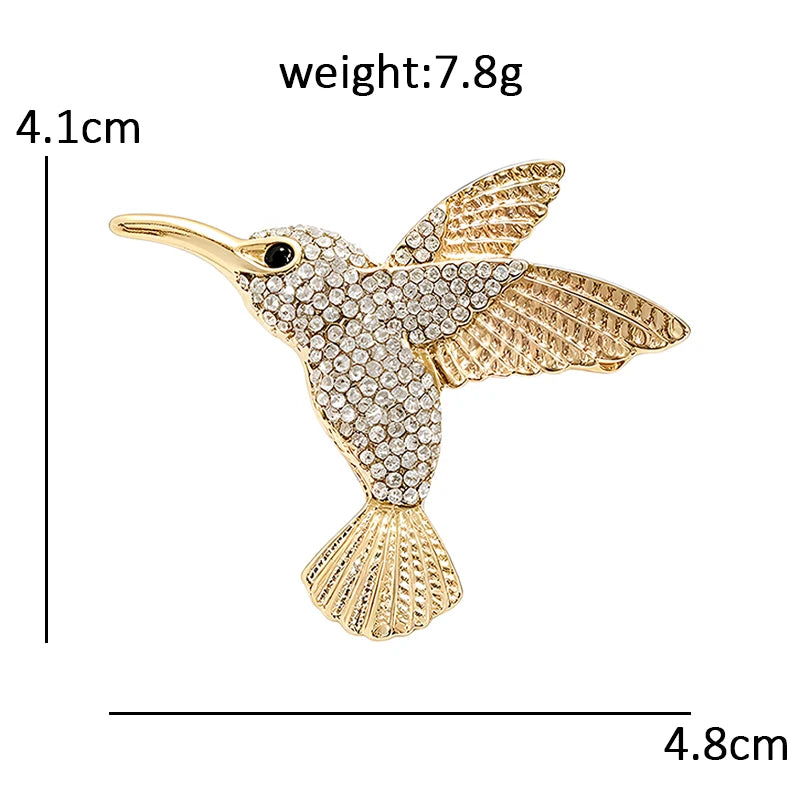 Sparkling Hummingbird with Textured Wings Brooch