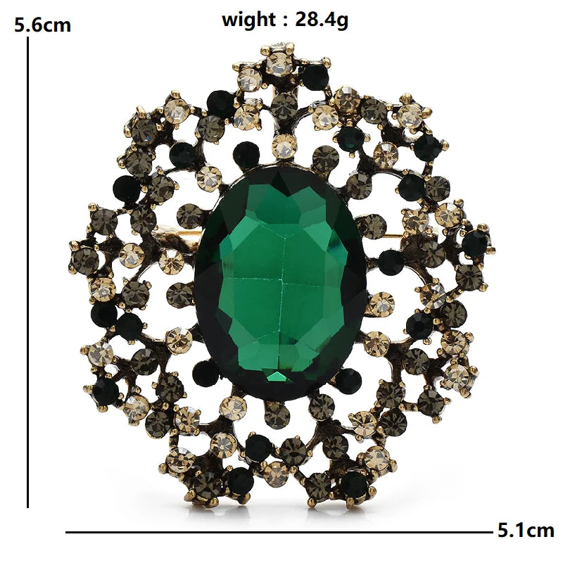 Oval Faceted Center with Ornate Rhinestone Frame Brooch dimensions and weight