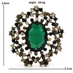 Oval Faceted Center with Ornate Rhinestone Frame Brooch dimensions and weight