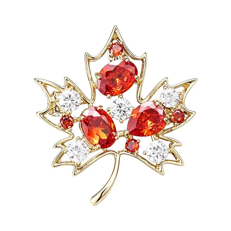 Openwork Faceted Maple Leaf Brooch original white background product photo