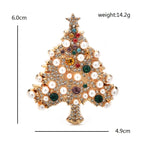 Pearl-Look Christmas Tree with Jeweled Ornaments Brooch — dimensions