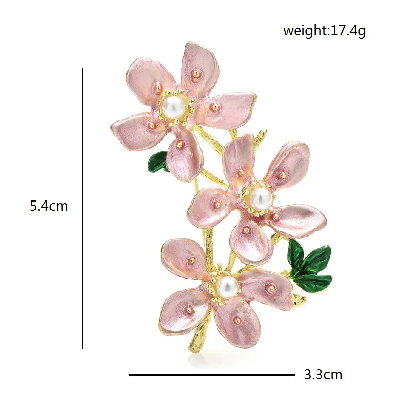 Enamel Peach Blossom Branch Brooch