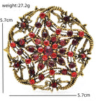 Openwork Star Flower Rhinestone Medallion Brooch — dimensions