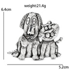 Vintage-Style Dog and Cat Pair Brooch — dimensions
