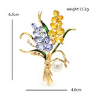 Jeweled Wheat Bouquet with Pearl-Look Drop Brooch — dimensions